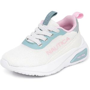imageNautica Kids Athletic SlipOn Sneakers  Comfortable Bungee Running Shoes for Boys and Girls  Stylish and Supportive Footwear for Active Kids Big KidLittle KidToddlerWhite Blue Pink