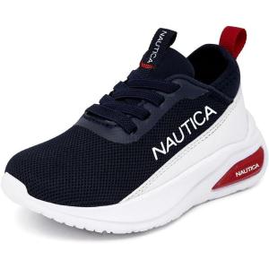 imageNautica Kids Athletic SlipOn Sneakers  Comfortable Bungee Running Shoes for Boys and Girls  Stylish and Supportive Footwear for Active Kids Big KidLittle KidToddlerNavy White Red