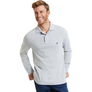 imageNautica Mens Classic Fit LongSleeve Deck PoloSmoke Grey