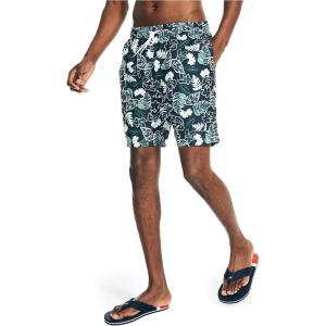 imageNautica Mens Standard Sustainably Crafted 8quot Tropical Print QuickDry SwimNavy