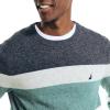 imageNautica Mens Sustainably Crafted Striped Textured Crewneck SweaterGrey Heather