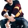 imageNautica Mens Sustainably Crafted Striped Textured Crewneck SweaterShipwreck Burgundy