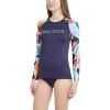 imageNautica Womens Standard Long Sleeve Rashguard UPF 30 Uv Sun Protection Swim ShirtLimeMulti