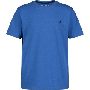 imageNautica Boys Short Sleeve Solid Crew Neck TShirt Soft Comfortable Relaxed FitBlue Heather
