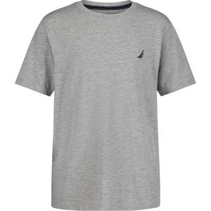 imageNautica Boys Short Sleeve Solid Crew Neck TShirt Soft Comfortable Relaxed FitGrey Heather