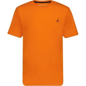 imageNautica Boys Short Sleeve Solid Crew Neck TShirt Soft Comfortable Relaxed FitPersimmon