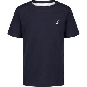imageNautica Boys Short Sleeve Solid Crew Neck TShirt Soft Comfortable Relaxed FitSport Navy Heather
