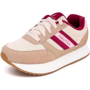 imageNautica Girls Sneakers  LaceUp Tennis Shoes Casual ampamp Comfortable for ToddlersToddler Little Kids ampamp Big Kids PlatformRegularBone Pink Bushplatform