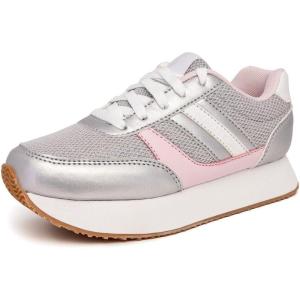 imageNautica Girls Sneakers  LaceUp Tennis Shoes Casual ampamp Comfortable for ToddlersToddler Little Kids ampamp Big Kids PlatformRegularSilver Iridescent Pink