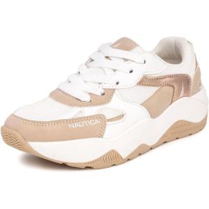imageNautica Girls Sneakers  LaceUp Tennis Shoes Casual ampamp Comfortable for ToddlersToddler Little Kids ampamp Big Kids PlatformRegularWhite Rosegold
