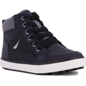 imageNautica Kids Sneaker LaceUp Fashion Shoe with BootLike High Top Design for Boys and Girls Big KidLittle Kid Sizes  HorizonBlack Grey