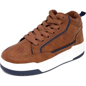 imageNautica Kids Sneaker LaceUp Fashion Shoe with BootLike High Top Design for Boys and Girls Big KidLittle Kid Sizes  HorizonCognac Cobalt