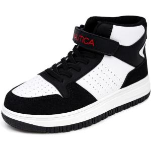 imageNautica Kids Sneaker LaceUp Fashion Shoe with BootLike High Top Design for Boys and Girls Big KidLittle Kid Sizes  HorizonWhite Black Red