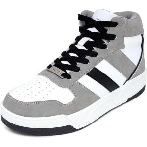 imageNautica Kids Sneaker LaceUp Fashion Shoe with BootLike High Top Design for Boys and Girls Big KidLittle Kid Sizes  HorizonWhite Grey Black