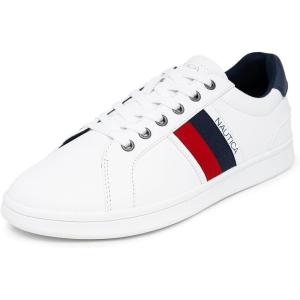 imageNautica Mens Casual Shoe Classic LaceUp Low Top Loafer Fashion Sneaker  in Medium ampamp Wide Width SizesWhite Red Navyhenrey