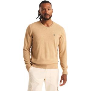 imageNautica Mens Classic Fit Navtech Soft VNeck SweaterBrown Heather