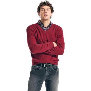 imageNautica Mens Classic Fit Navtech Soft VNeck SweaterFallWinter 2023 Biking Red