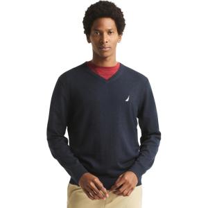 imageNautica Mens Classic Fit Navtech Soft VNeck SweaterFrench Navy