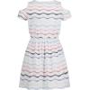 imageNautica Girls Short Sleeve Jersey Tee Dress with Elastic Cinched Waist Fun Designs ampamp ColorsWhite Multistripe