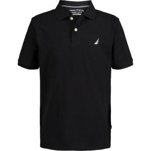 imageNautica Boys Short Sleeve Anchor Polo Button Closure Soft ampamp Comfortable Pique FabricBlack