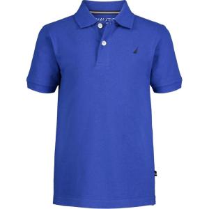imageNautica Boys Short Sleeve Anchor Polo Button Closure Soft ampamp Comfortable Pique FabricCobalt