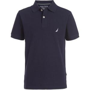 imageNautica Boys Short Sleeve Anchor Polo Button Closure Soft ampamp Comfortable Pique FabricSport Navy