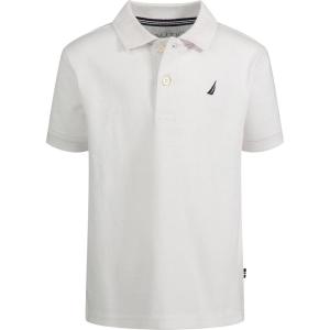 imageNautica Boys Short Sleeve Anchor Polo Button Closure Soft ampamp Comfortable Pique FabricWhite