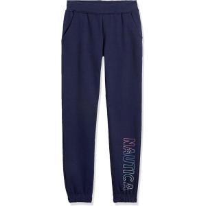 imageNautica Girls Logo Sweatpants Fleece Joggers with Ribbed Cuffs ampamp Functional Side PocketsPeacoat Ombre
