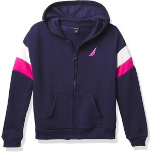 imageNautica Girls Logo Sweatshirt Fleece Hoodie With Fullzip Front ampamp PocketsPeacoat 67g