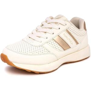 imageNautica Girls Sneakers  LaceUp Tennis Shoes Casual ampamp Comfortable for ToddlersToddler Little Kids ampamp Big Kids PlatformRegularBone Gold