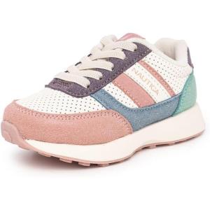 imageNautica Girls Sneakers  LaceUp Tennis Shoes Casual ampamp Comfortable for ToddlersToddler Little Kids ampamp Big Kids PlatformRegularBone Pink Blue
