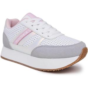 imageNautica Girls Sneakers  LaceUp Tennis Shoes Casual ampamp Comfortable for ToddlersToddler Little Kids ampamp Big Kids PlatformRegularWhite Iridescent Greyplatform