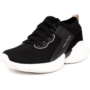 imageNautica Kids Girls Metallic Fashion Sneaker LaceUp Athletic Running Shoe I kappil I Big Kid  Little Kid  ToddlerBlack Rose Goldnakia