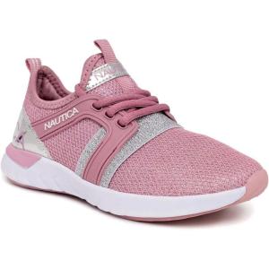 imageNautica Kids Girls Metallic Fashion Sneaker LaceUp Athletic Running Shoe I kappil I Big Kid  Little Kid  ToddlerPink Silver