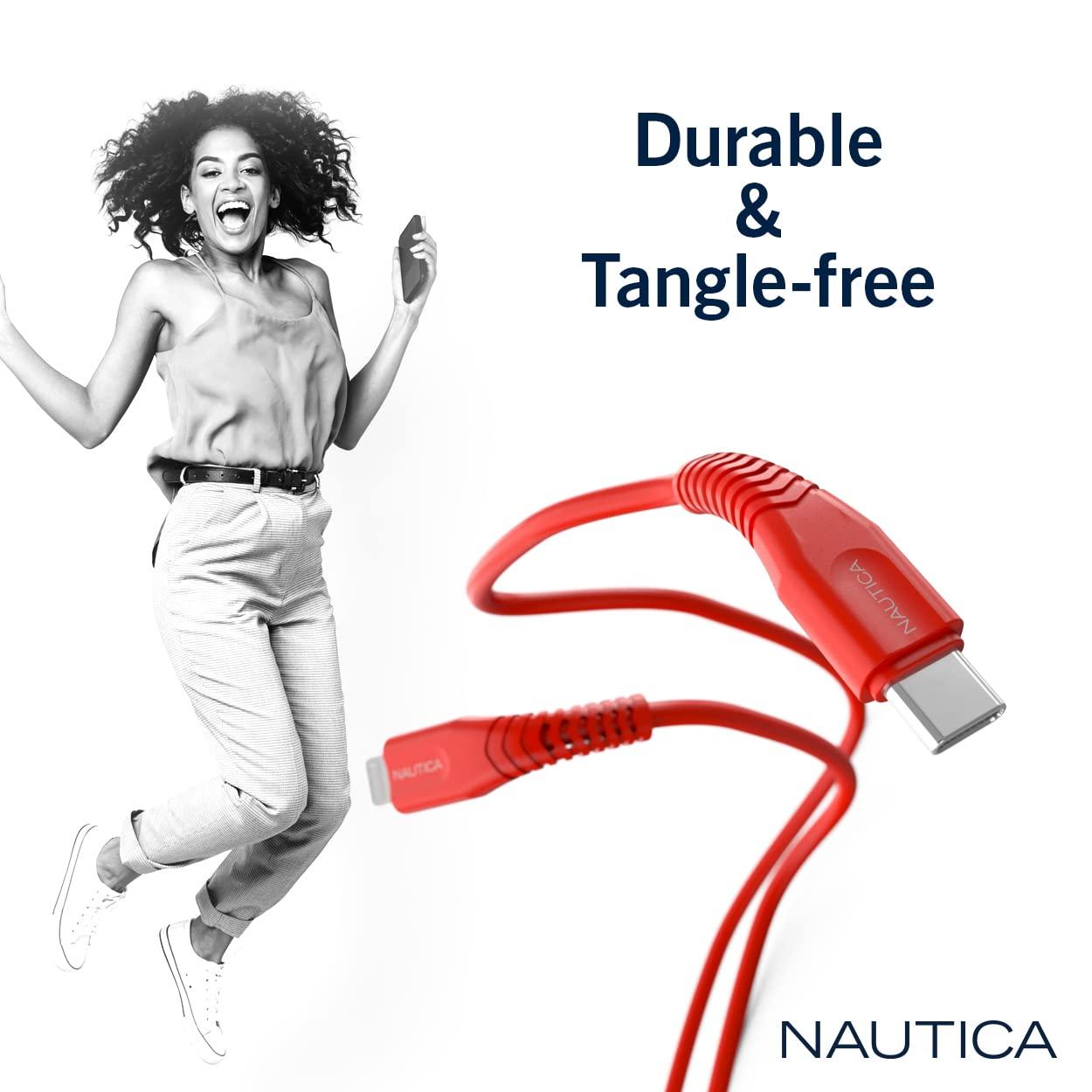 imageNautica USB C to Lightning Cable Type C to Lightning Cable USB C Charger MFi Verified Fast Charger Charging Cord Compatible with iPhone 1312 Pro Max11XXSXR iPad AirPod 4 Ft C100 RedRed