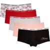 imageNautica Womens Cotton Boyshort Underwear Set 5PackBlackRock SaltLt Bleach HeatherBarbados CherryNt Floral Outline