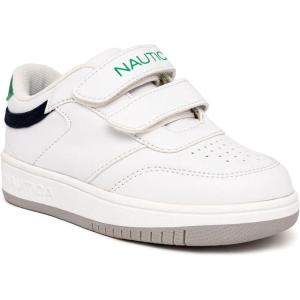 imageNautica Kids Double Strap Sneakers  Casual Athletic Shoes for Boys and Girls  Durable and Comfortable Fit for Toddlers and Little KidsWhite Forest