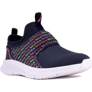 imageNautica Youth Girls SlipOn Athletic Sneakers  Stylish Running and Tennis Shoes for Little and Big KidsNavy Multi Logo