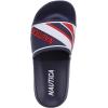 imageNautica Womens Athletic Slide Sandals  Comfort SlipOn Shower Shoes QuickDry Beach Sandals NonSlip Boat Slides for Pool ampamp Casual WearHanired White and Blue