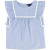 imageNautica Girls Short Sleeve Chambray Shirt Cotton Top with Flutter Shoulders ampamp Crochet TrimLight Chambray 22