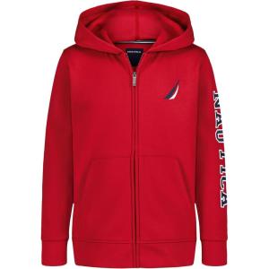 imageNautica Boys Long Sleeve Fleece Full Zip Hoodie Comfortable Relaxed FitJclass Duo Rio Red