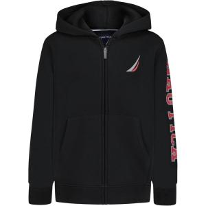 imageNautica Boys Long Sleeve Fleece Full Zip Hoodie Comfortable Relaxed FitJclass Duo True Black