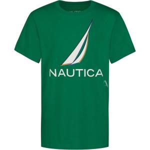 imageNautica Boys Short Sleeve Graphic Crew Neck TShirt Soft Comfortable Relaxed FitColor Shade Pepper Green