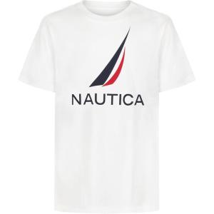 imageNautica Boys Short Sleeve Graphic Crew Neck TShirt Soft Comfortable Relaxed FitJclass White