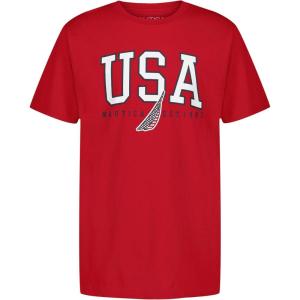 imageNautica Boys Short Sleeve Graphic Crew Neck TShirt Soft Comfortable Relaxed FitTeam Usa Carmine