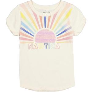 imageNautica Girls Short Sleeve Legacy TShirt with Flip Sequin Design Cotton Tee with Tagless InteriorEggnog Ombre Sun