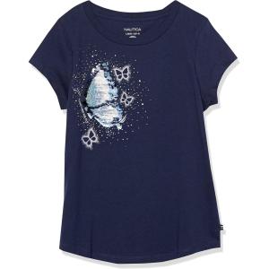 imageNautica Girls Short Sleeve Legacy TShirt with Flip Sequin Design Cotton Tee with Tagless InteriorNavy Sequin Butterfly