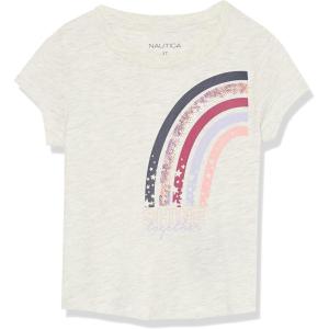 imageNautica Girls Short Sleeve Legacy TShirt with Flip Sequin Design Cotton Tee with Tagless InteriorOatmeal Rainbow Sequin