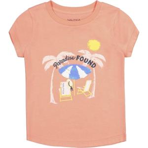 imageNautica Girls Short Sleeve Legacy TShirt with Flip Sequin Design Cotton Tee with Tagless InteriorPeach Paradise