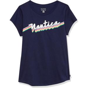 imageNautica Girls Short Sleeve Legacy TShirt with Flip Sequin Design Cotton Tee with Tagless InteriorPeacoat ScriptSequin